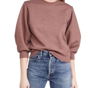 Women’s Agolde Thora 3/4 Sleeve Sweatshirt Red Brown Soft Comfy Size Small